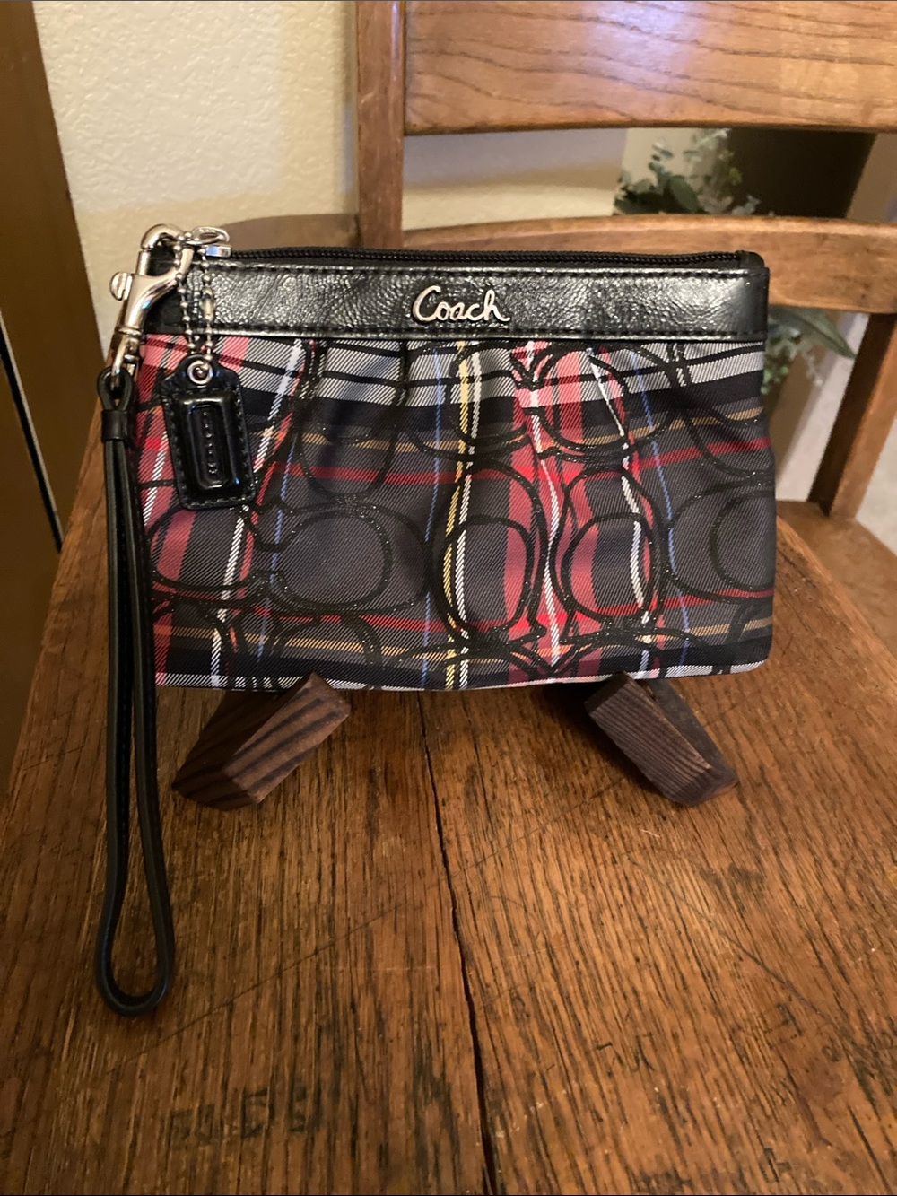 Coach Poppy Tartan Plaid Wristlet Pouch Y2K Like New!